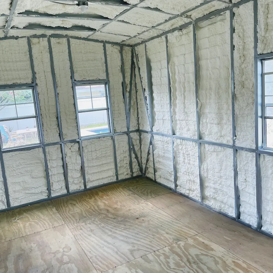 Closed-cell spray foam insulation applied to wall cavities in a residential project in North Salt Lake